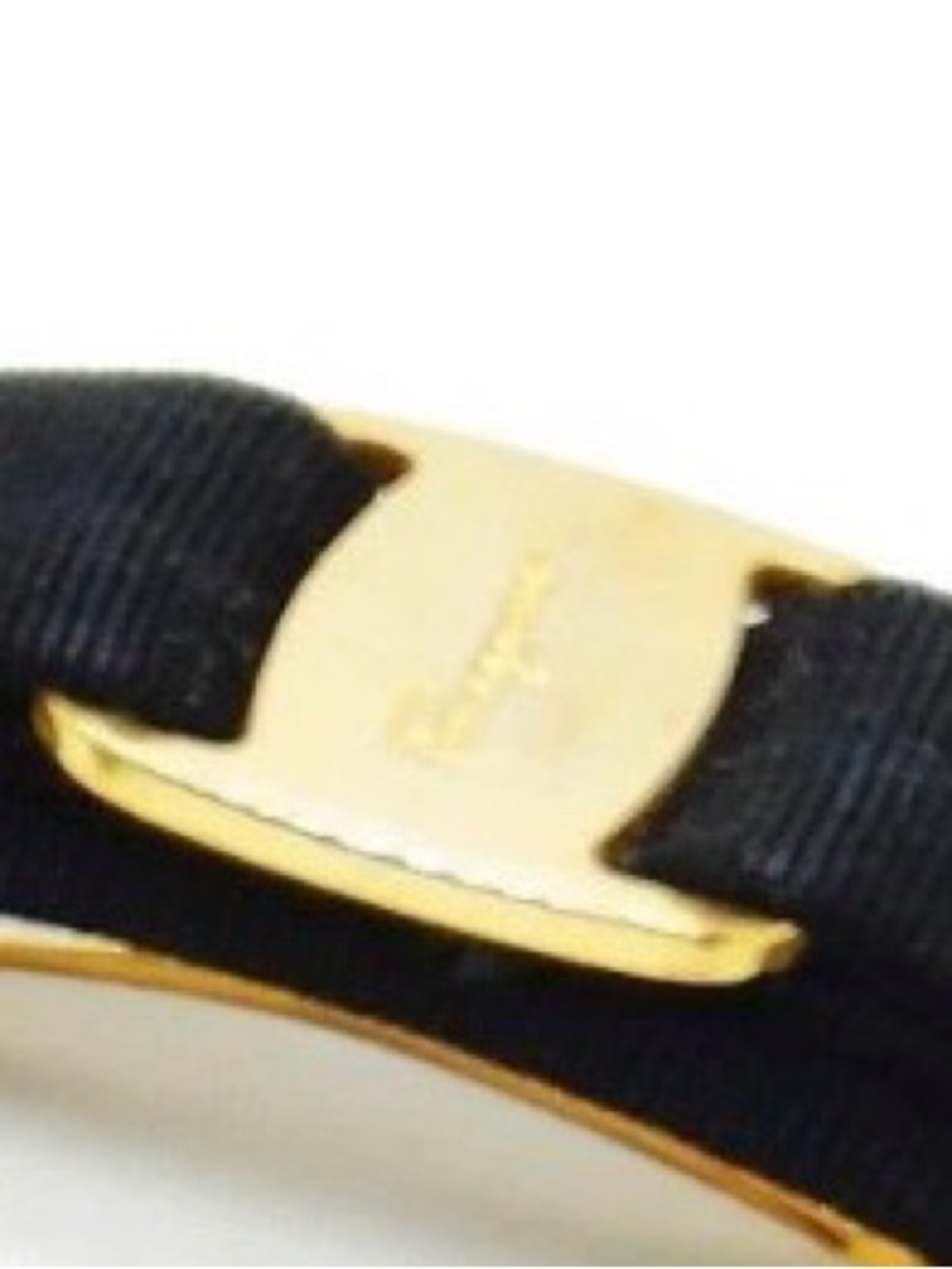 Salvatore Ferragamo Black and Gold Ribbon Hair Clip with box - Picture 5 of 6
